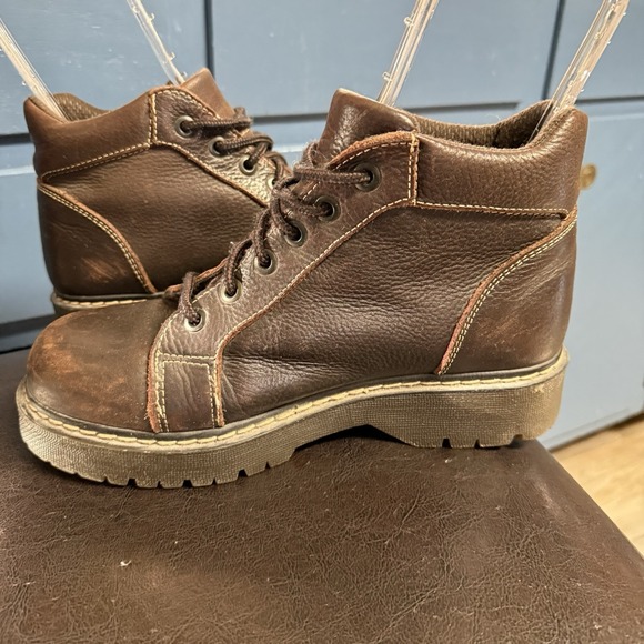 Relativity Brown Leather Lace Up Boots Women's 9 Y2K Chunky Lug Sole Grunge - Picture 7 of 10